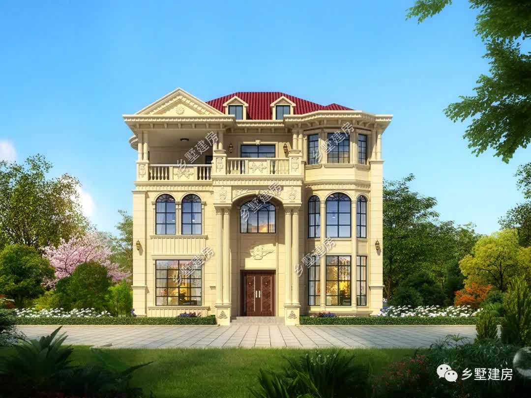 |农村三层欧式别墅，大气优雅，又具现代风的清新脱俗