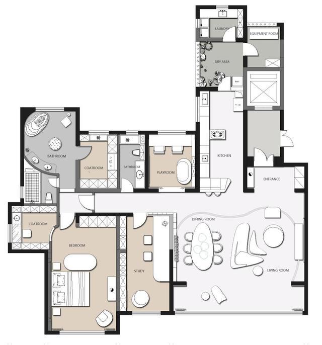 设计师|她的家204㎡,坚持轻奢风,以曲线艺术为主题,堪称教科书设计