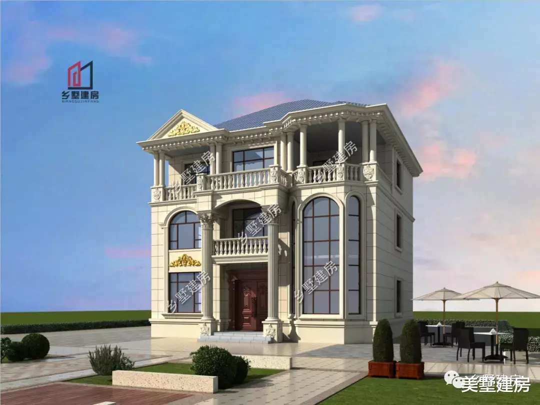 |经典欧式别墅，休闲凉亭多间卧室，建起来谁能不夸好。