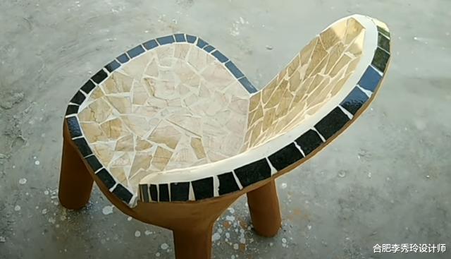 「」旧塑料椅现浇一遍水泥，外面铺上碎瓷砖，结结实实能够承重200斤