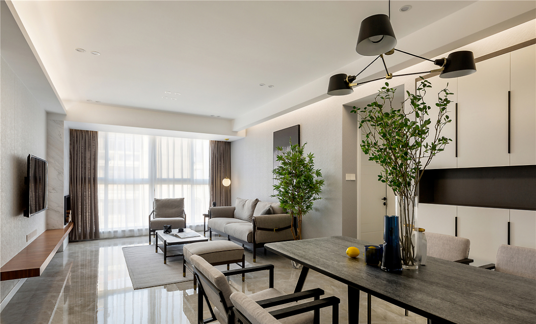 |135㎡优雅现代风,低调的浅灰色搭配,简约却很温馨!