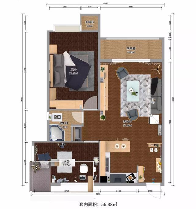 |不知道小户型怎么装？像这56㎡房子学，玻璃、隐形门创意十足