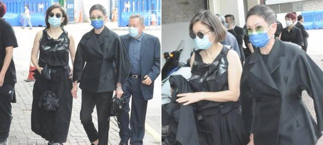 林青霞|林青霞送别赌王出殡,黑衣素颜以表尊敬,白发明显但气场强大