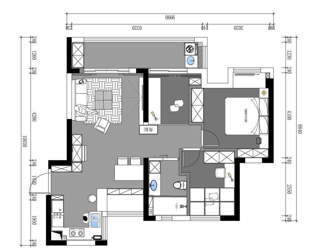 飘窗|93平三居室，高颜值高气质的家（附设计图）