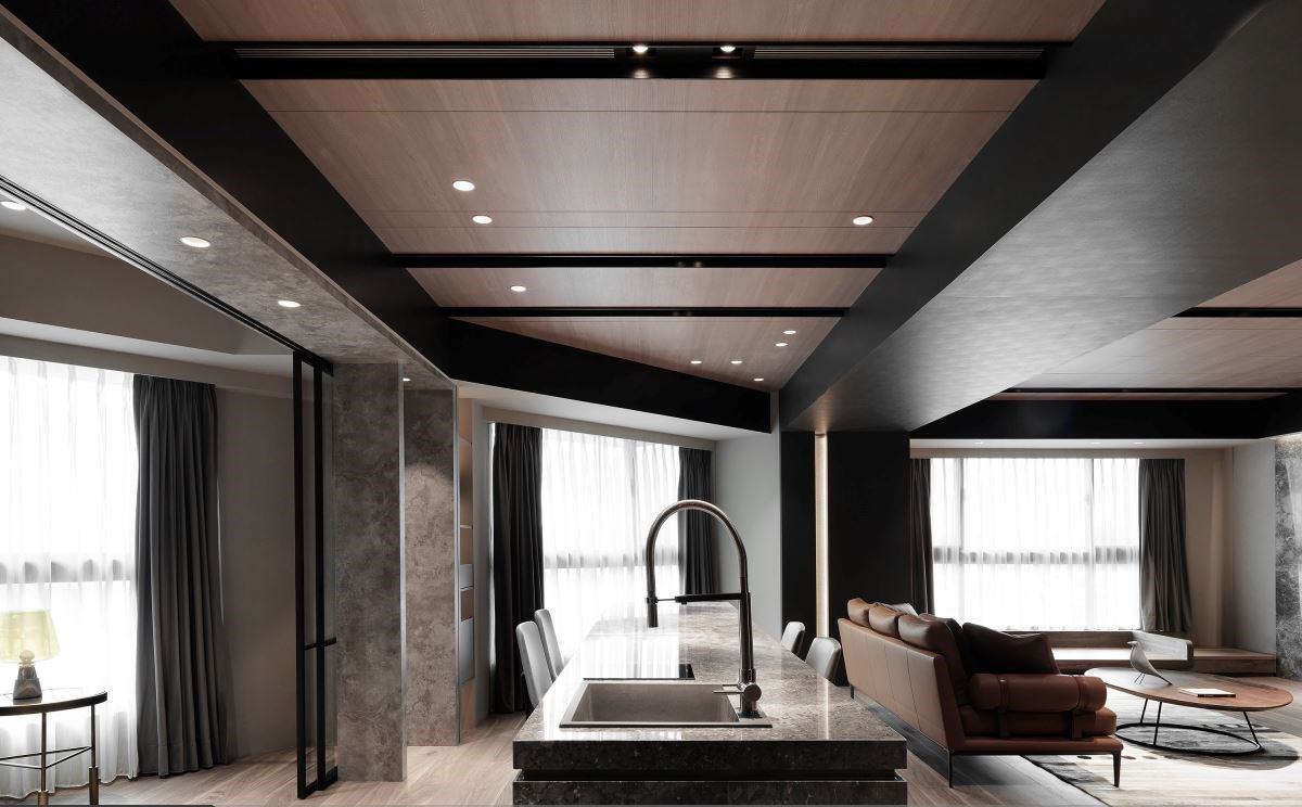 『』直击现代风异材质豪宅！大型中岛X朴实大气氛围，尽享美学风光