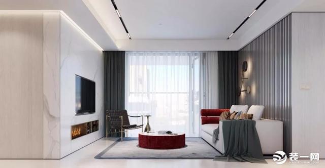 「背景墙」140平后现代轻奢风一居室，酒红色与金属元素的碰撞，高级感十足