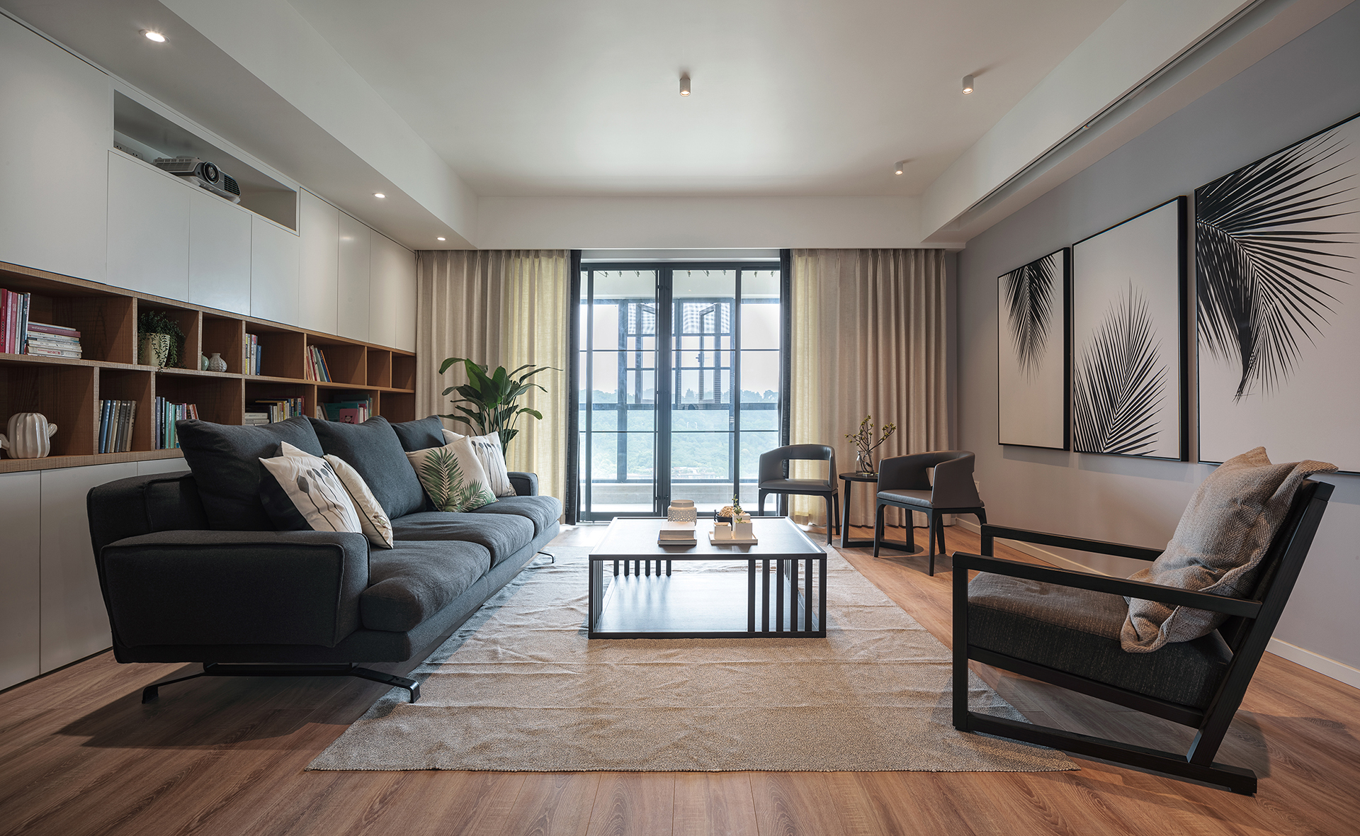 现代简约风装修的大户型，时尚的硬装设计，搭配优雅的软装，好看
