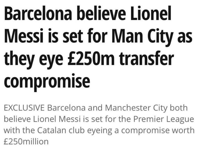 巴塞罗那|曝巴萨担心败诉妥协！同意2.5亿镑出售梅西，曼城愿用6大名将当筹码