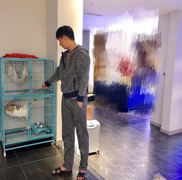 参观韩庚现实中的家，房子等于是给宠物住的，客厅还放着猫笼子