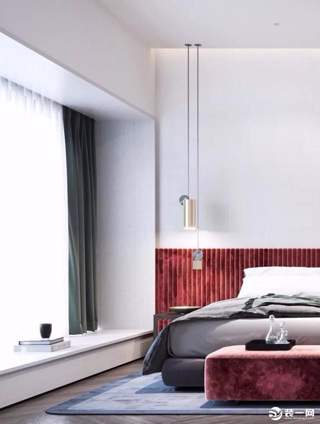 「背景墙」140平后现代轻奢风一居室，酒红色与金属元素的碰撞，高级感十足