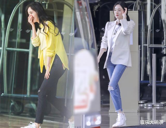 『杨幂』复工的杨幂好少女，双马尾白西装清爽可人，波浪卷小黄衫温柔明媚