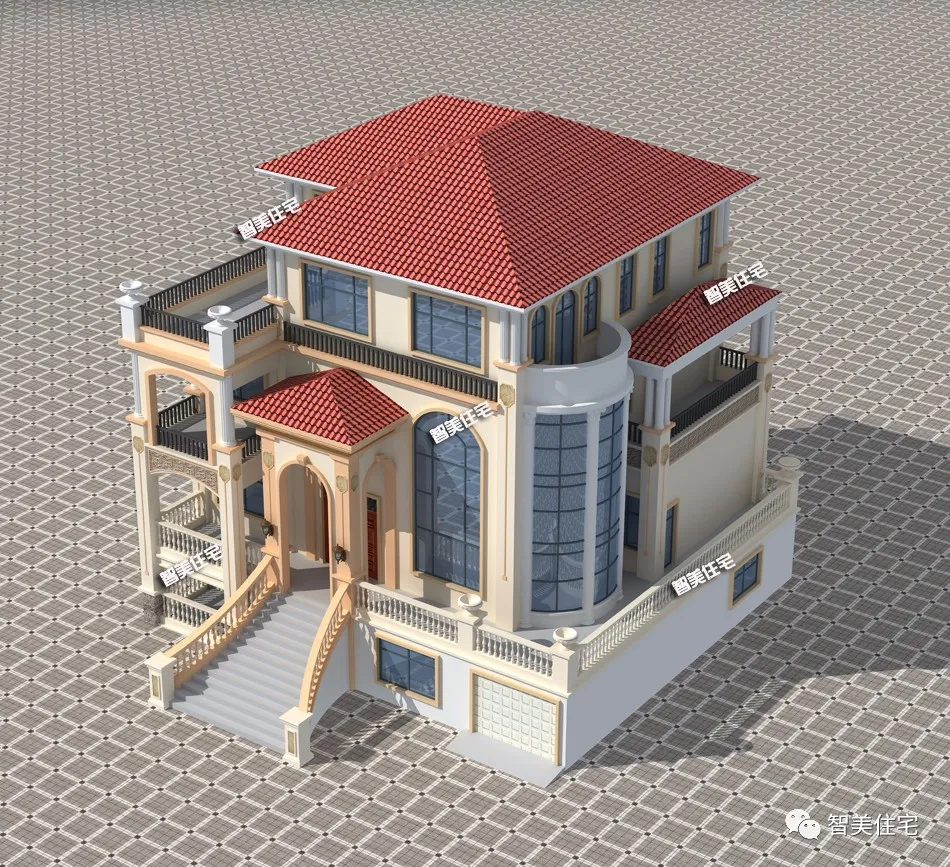 |带架空层设计的农村豪宅,造型气派采光佳,真乃全村第一美