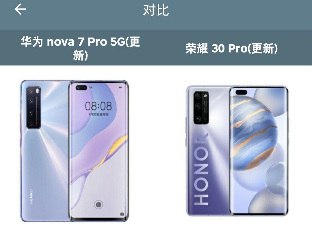 #华为Nova#“禁止套娃”!华为nova 7 Pro和荣耀30 pro详细对比