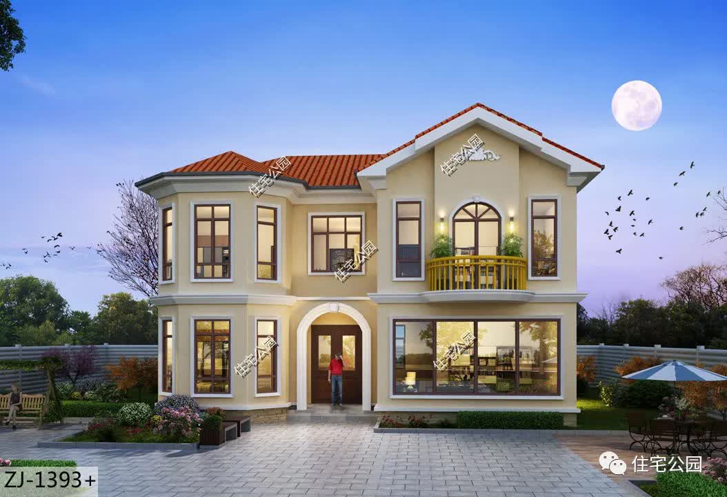 |3室2厅，13×9米田园风农村美宅，造价不高很实用