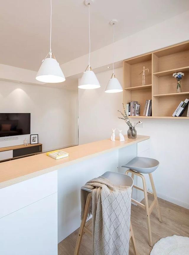 |106㎡北欧风，沙发墙设计成吧台，好看又实用