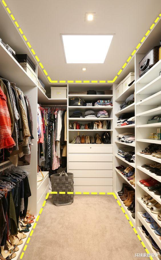 |U型衣帽间中间做柜子过时了,改这样做,空间利用率高,更上档次!