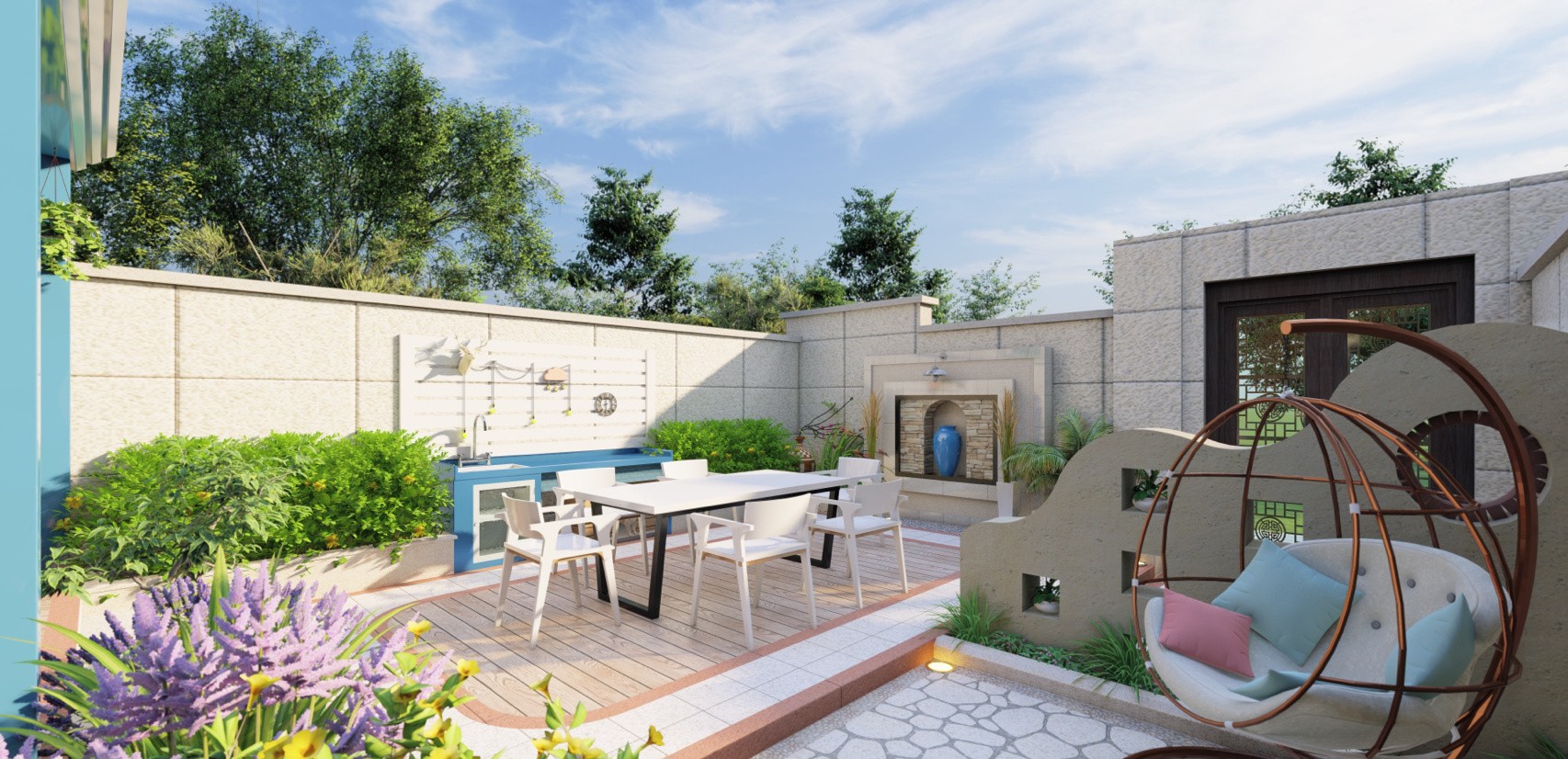 |60㎡私家庭院设计：4步打造，年轻人都喜欢的现代欧式花园style