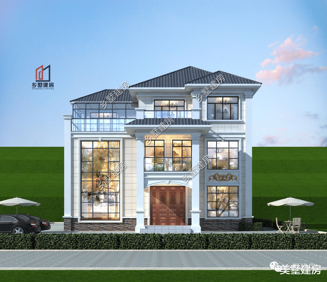 |客厅挑空，餐厨独立，农村三层这么建，从此告别低调！