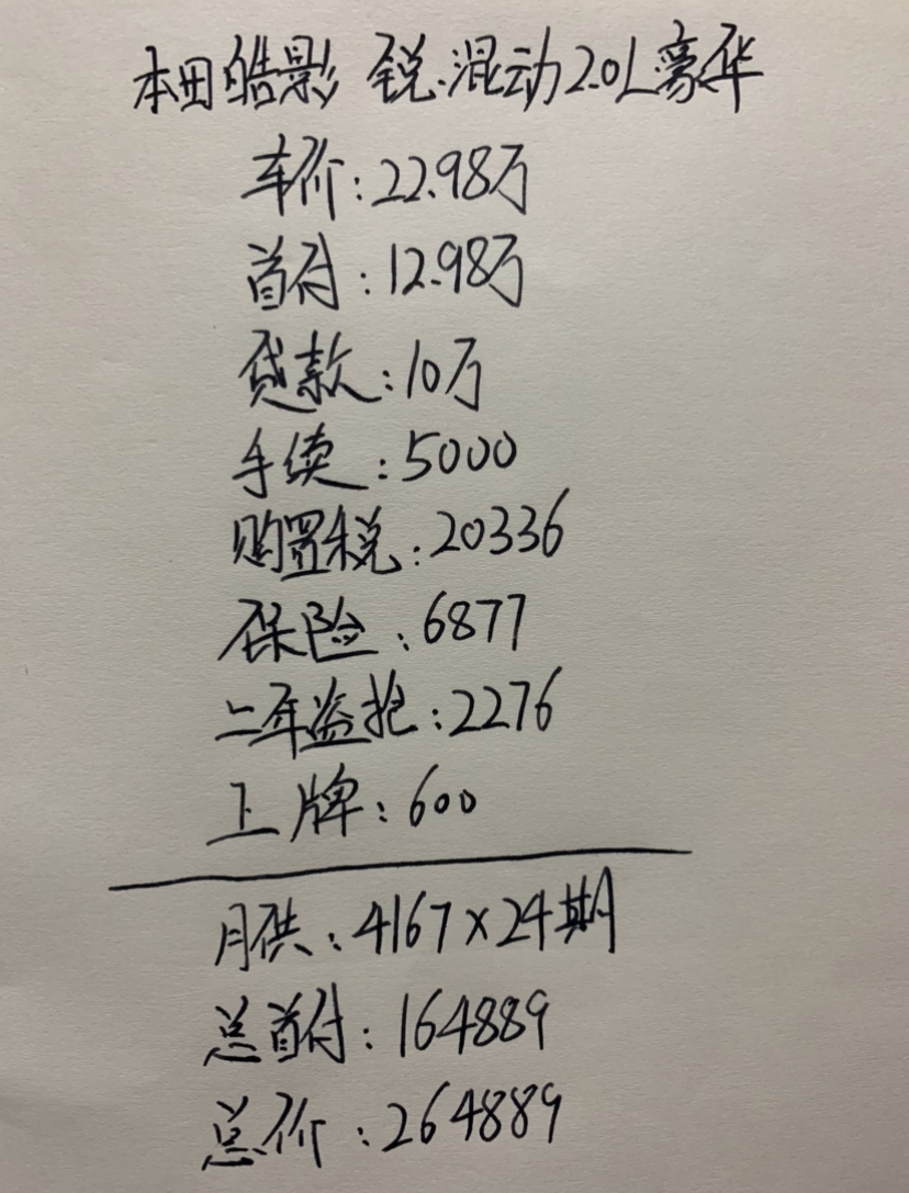 『混合动力』入手混动版本田皓影，市区开百公里油耗4.4升，还要啥自行车？