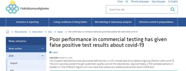 指控|瑞典政府对中国新冠检测试剂公司提出一个奇怪的指控