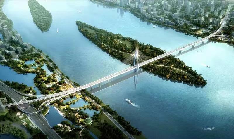 中国建材报 湘江跨度最大的独塔斜拉桥开工建设