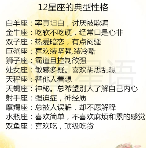 「」12星座的典型性格，让12星座没有安全感的行为有哪些？