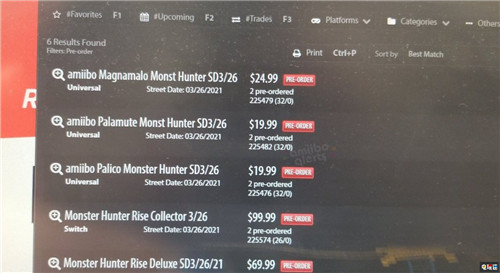 《怪物獵人：崛起》Amiibo售價泄露 高於普通水平-圖2