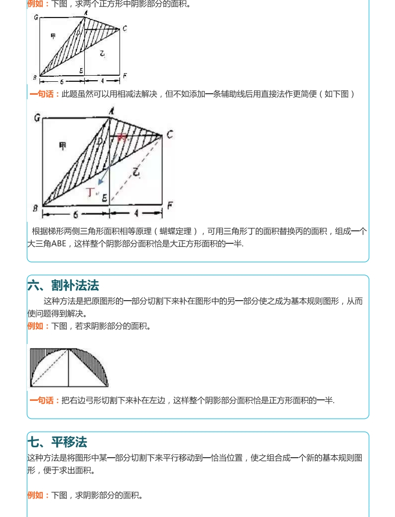 #数学#小学必会图形求面积的10个方法！图文并茂，为孩子收藏