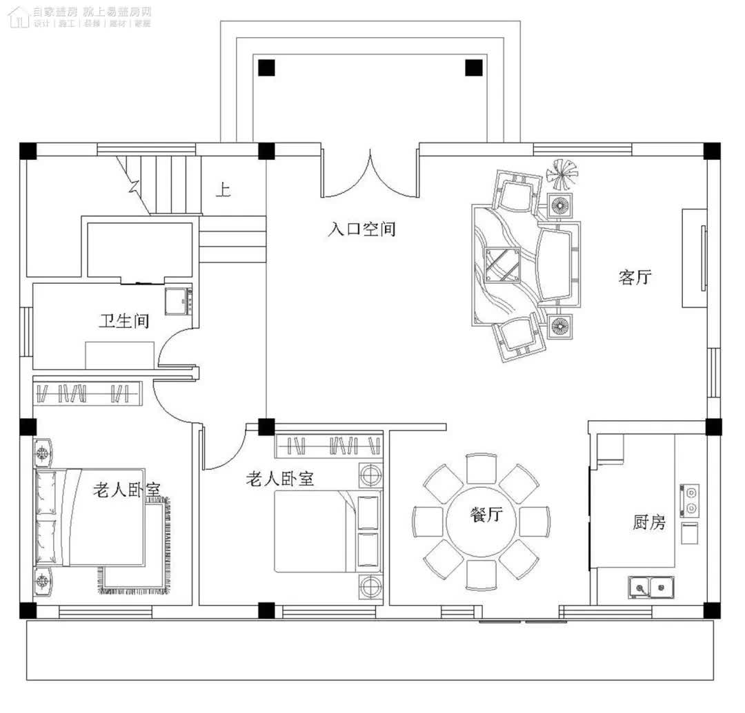 |10x10米三层平顶别墅，外观方正立面时尚，新农村超实用户型