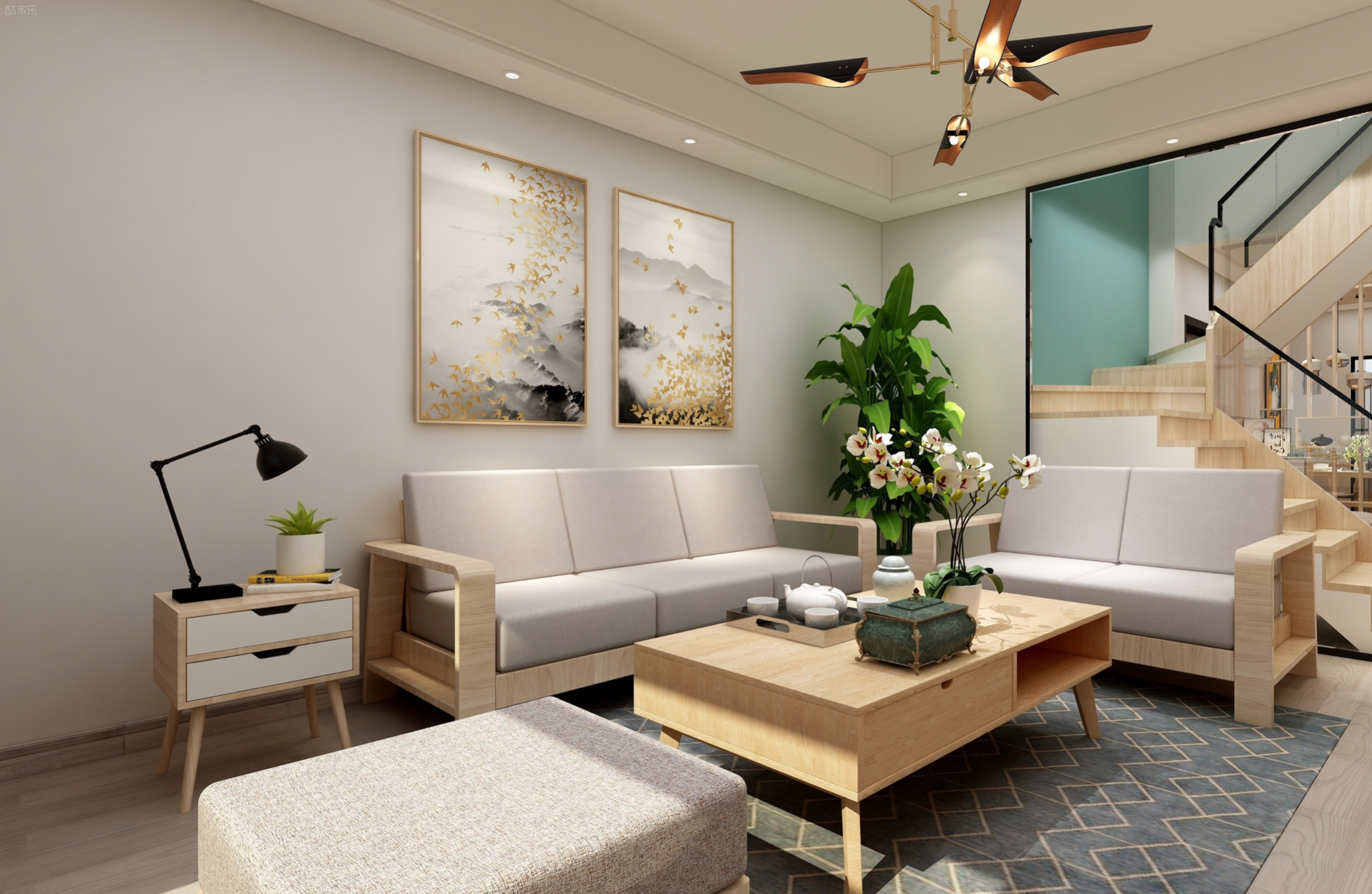 |日式与北欧风格的复式结合装修设计效果图