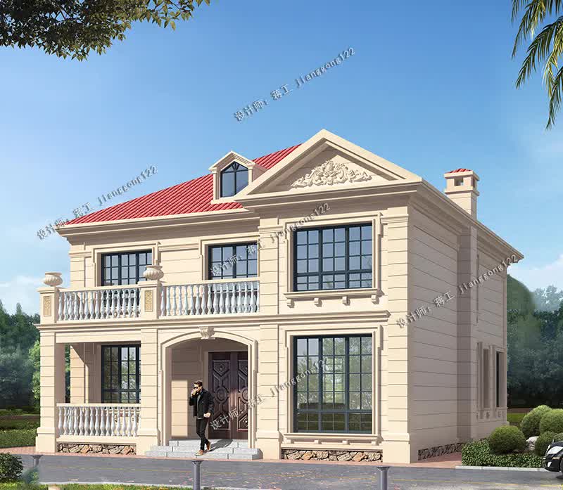 |经典二层欧式别墅，30万盖好别墅，日子红红火火大方，有条件建起