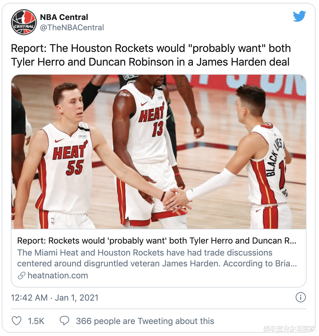 火箭队|火箭狮子大开口！与热火谈判曝新进展，希罗+罗宾逊牵扯其中