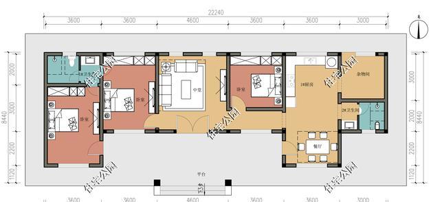 |没有堂屋还能叫农村房？22×8米平层美宅，设计一个堂屋就是实用