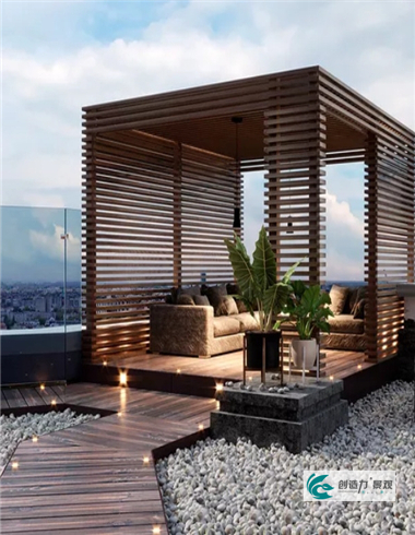 ▲精致的庭院生活从廊架开始！