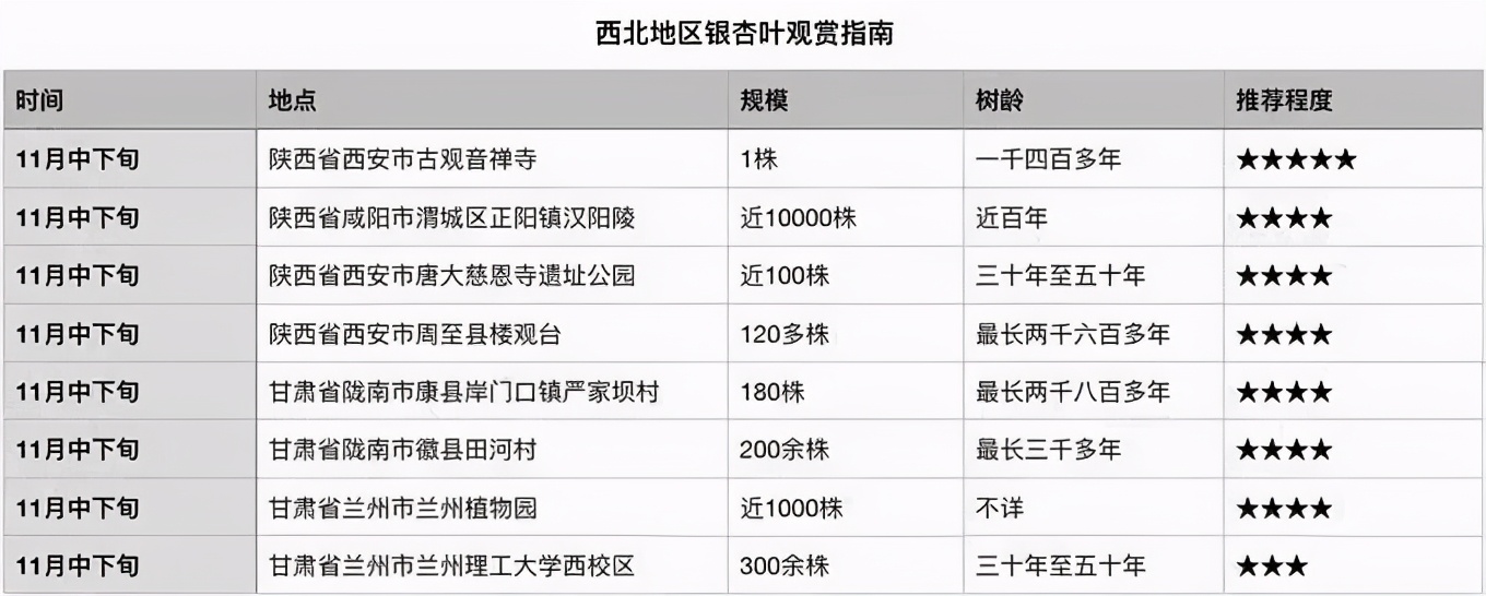 银杏树|全国银杏观赏地图，挑上一个地方去观赏银杏，也不枉过这个秋天