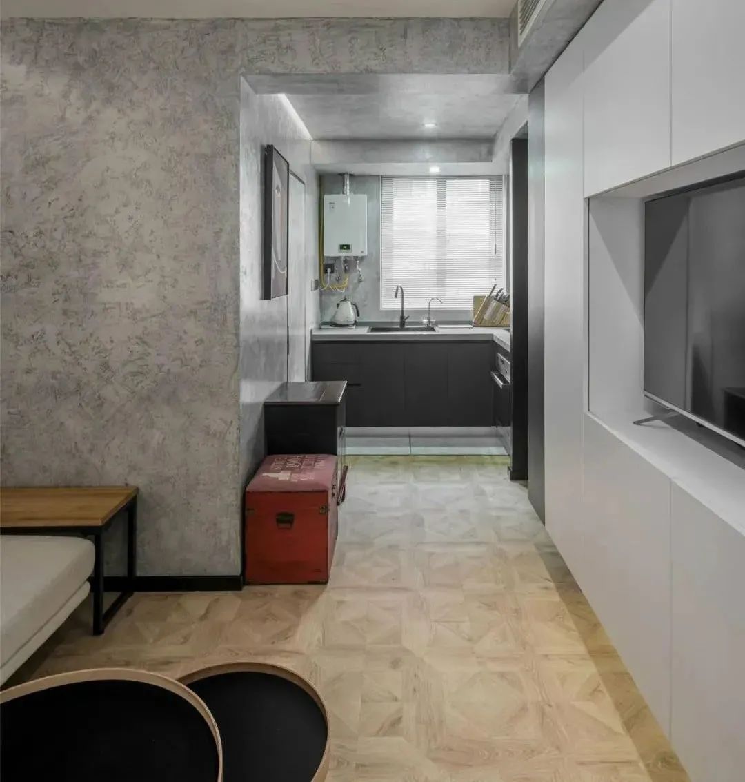 |41㎡狭长型单身公寓，现代风装修，简约却很有设计感！