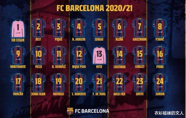 钱塘江|巴萨公布新赛季球衣号码!布莱斯维特接过9号,梅西未出现在海报