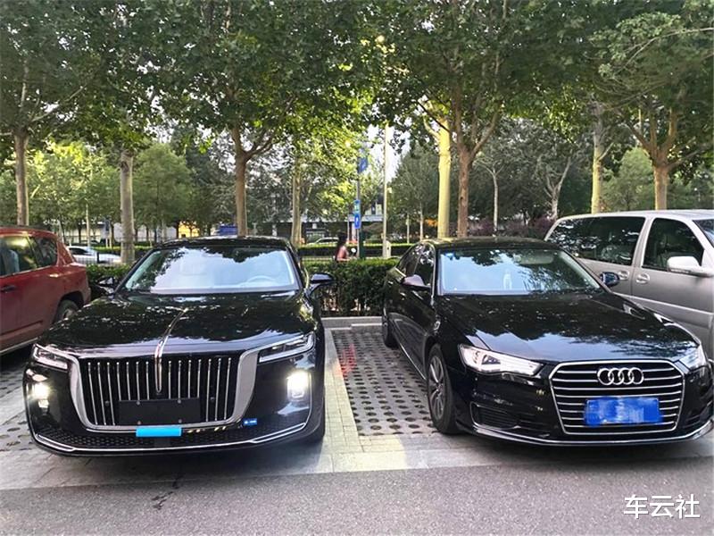 奥迪A6L|男子买37万红旗H9，故意和奥迪A6L停在一起，车主：宾利来了也得输！