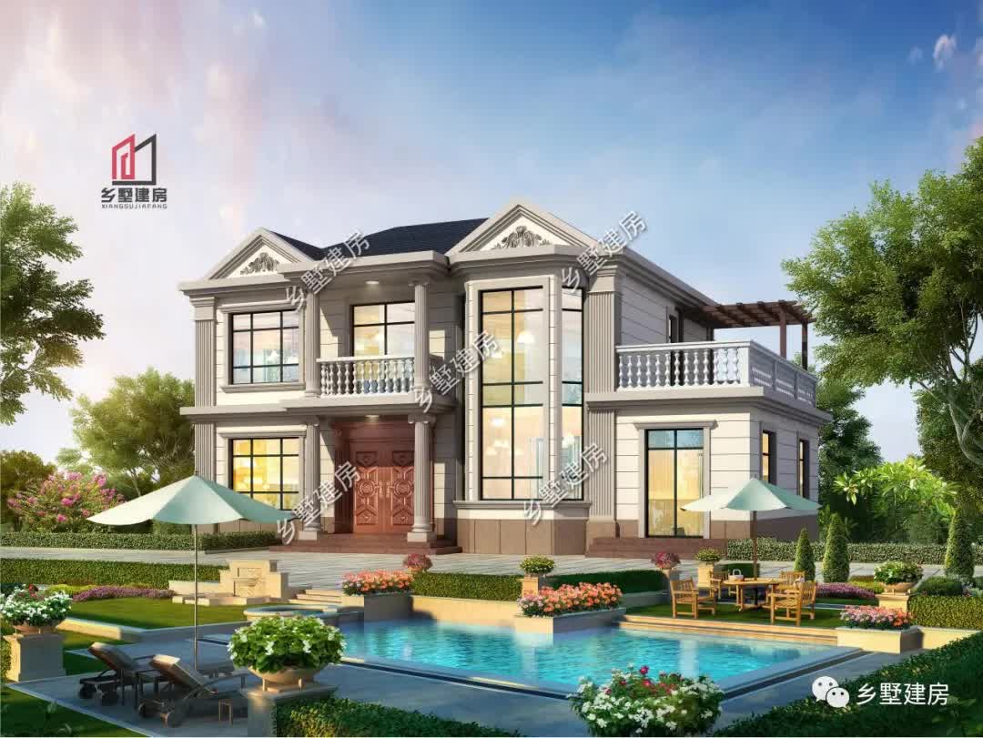 |15×11米二层欧式小别墅，堂屋＋土灶厨房