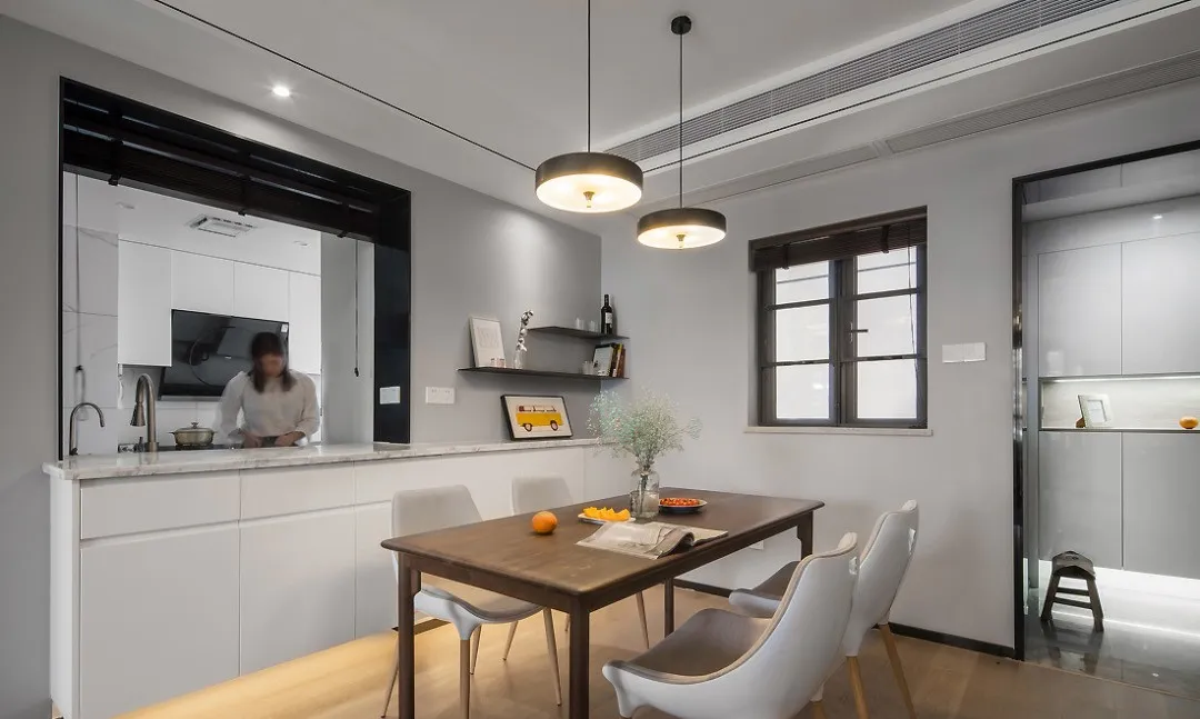 |130㎡现代风格新房装修,厨房餐厅开半窗好有爱!