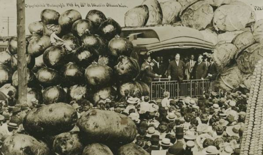 百年前美國“浮誇風”的照片：一列火車運一顆土豆，圖5雞比牛大-圖4