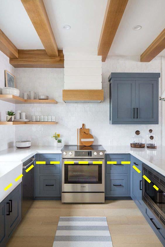 ##厨房早不流行U型橱柜了，多加个边，一家人待厨房都绰绰有余！