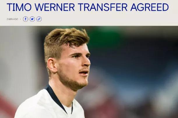 『维尔纳』官宣加盟：5300万+顶薪签5年，蓝军又一超值交易完成