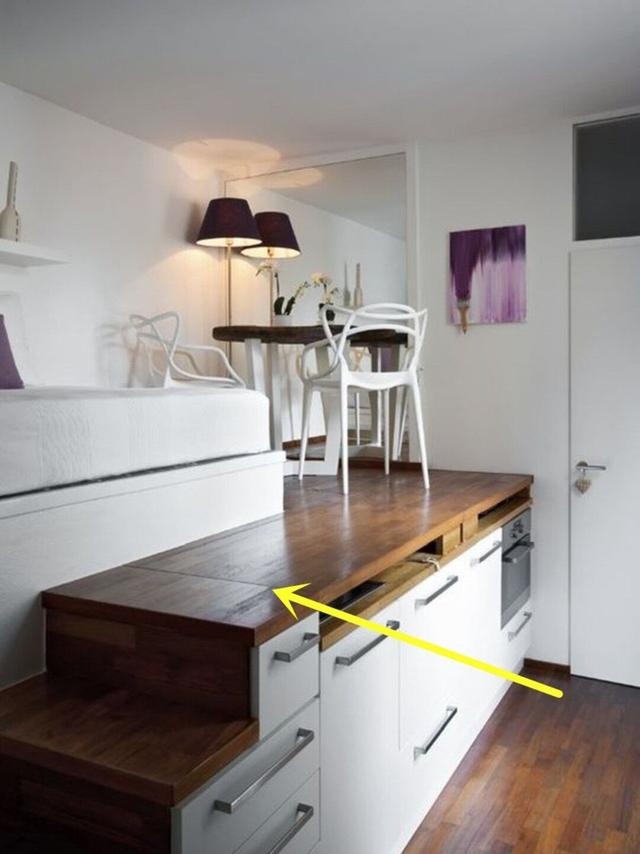 |厨房台面加宽变成床，铺个床垫就能睡觉，这小户型可真会省空间！