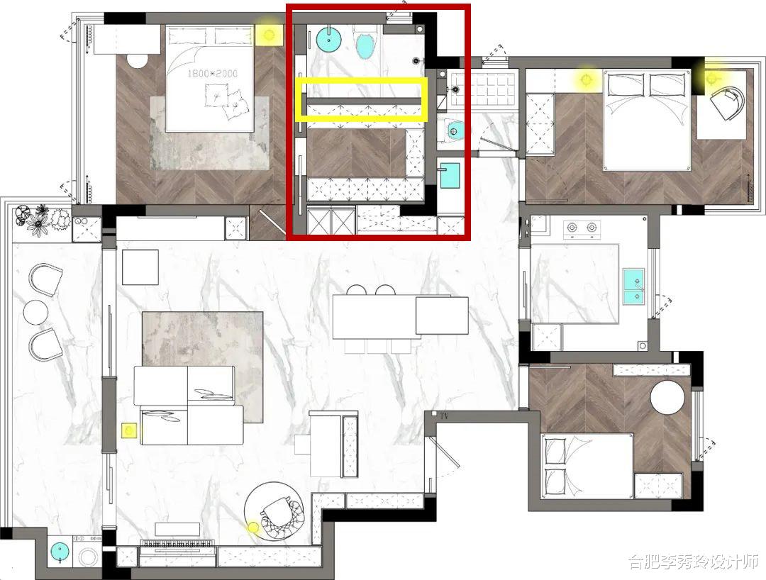 ▲怎么做到的?双卫全保留还能多个衣帽间!就靠这里加堵墙,学到了
