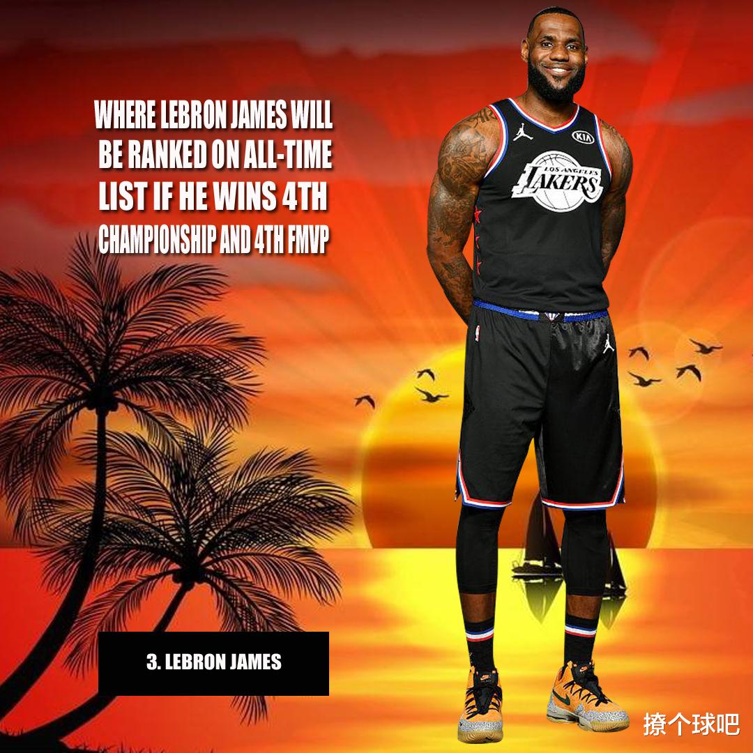 勒布朗·詹姆斯|詹姆斯赢得第四冠历史地位如何？美媒给出前五超巨，詹姆斯仅第3！
