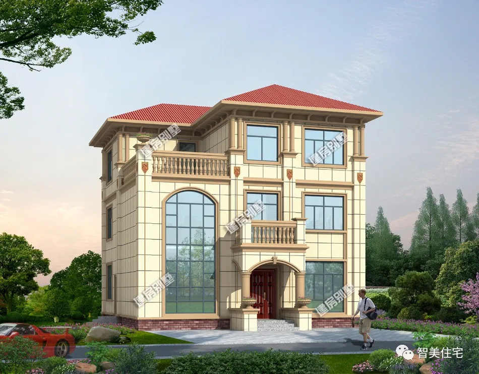 |两栋带旋转楼梯设计的别墅，简欧风格真漂亮，盖新居生活有盼头