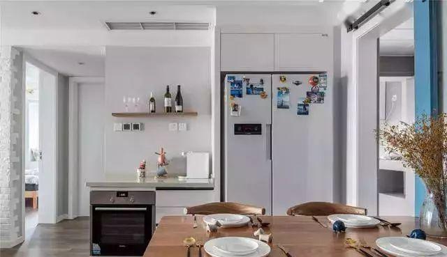 『』简装128㎡三居，蓝白色调碰撞文化砖的粗犷，营造清新北欧气质！