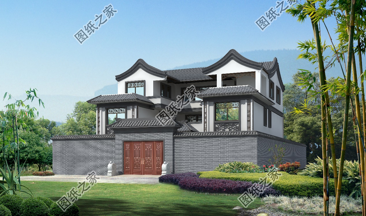 |新中式三层四合院，外观华丽大气，四世同堂都可以住