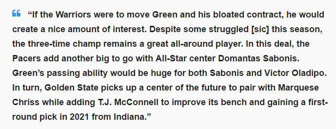 『勇士队』格林1换3方案出炉,美媒透东部劲旅有望接纳格林,勇士需尽快行动